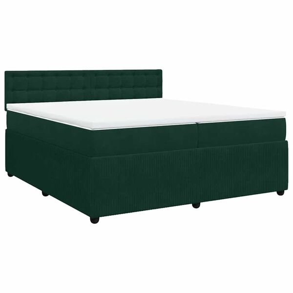 vidaXL Sommier &agrave; lattes de lit et matelas Vert fonc&eacute; 200x200cm Velours