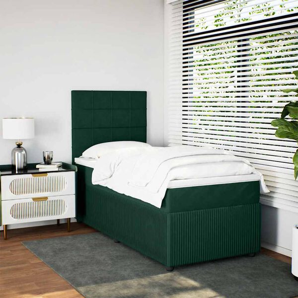 vidaXL Sommier &agrave; lattes de lit avec matelas Vert fonc&eacute; 100x200 cm