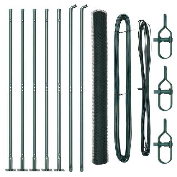 vidaXL Poteau de cl&ocirc;ture. Vert 10 x 1,6 m (maillage de 25 mm)