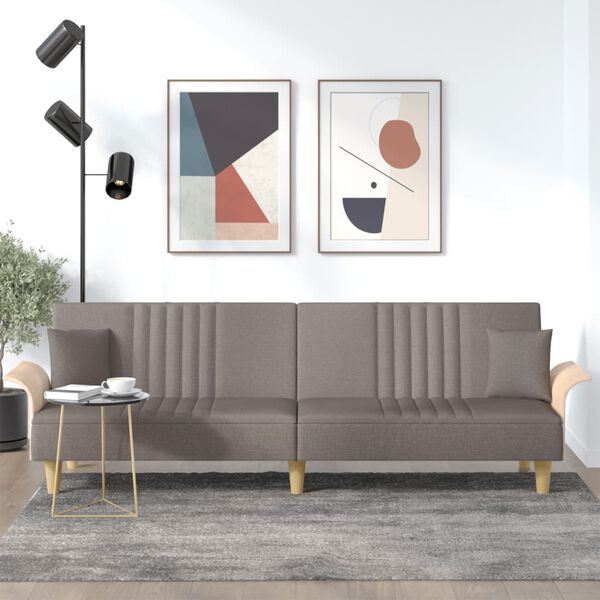 vidaXL Canap&eacute;-lit avec accoudoirs taupe tissu