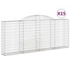 vidaXL Paniers &agrave; gabions arqu&eacute;s 15 pcs 300x30x120/140 cm fer galvanis&eacute;