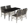 vidaXL Ensemble &agrave; manger de jardin et coussins 5 pcs gris clair rotin