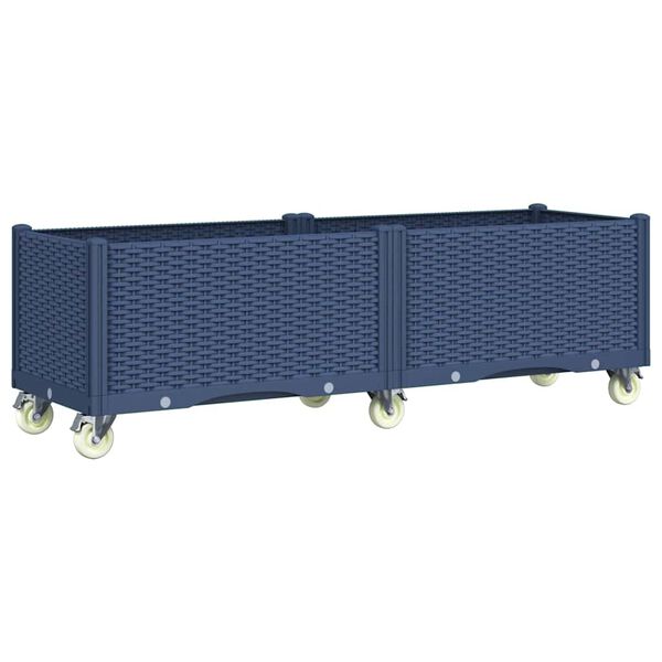 vidaXL Jardini&egrave;re &agrave; roulettes bleu gris 160x50x54 cm PP