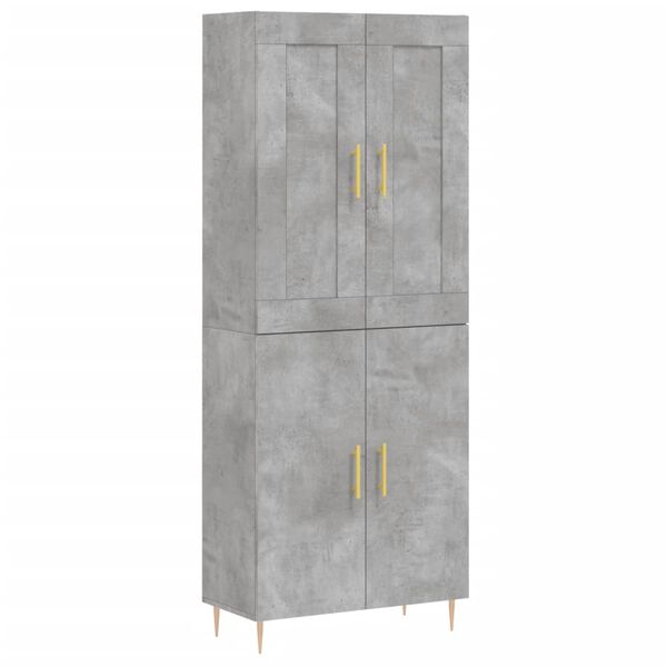 vidaXL Buffet haut Gris b&eacute;ton 69,5x34x180 cm Bois d'ing&eacute;nierie