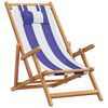 vidaXL Chaises de plage pliantes lot de 2 bleu blanc tissu bois massif
