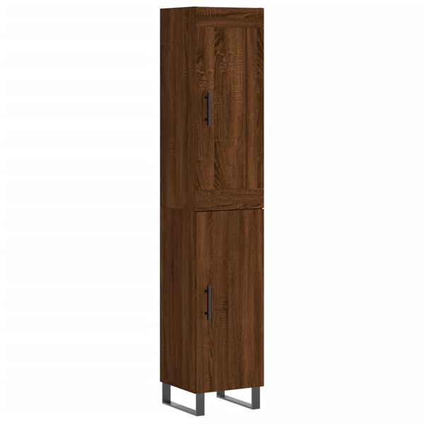 vidaXL Buffet haut Chêne marron 34,5x34x180 cm Bois d'ingénierie