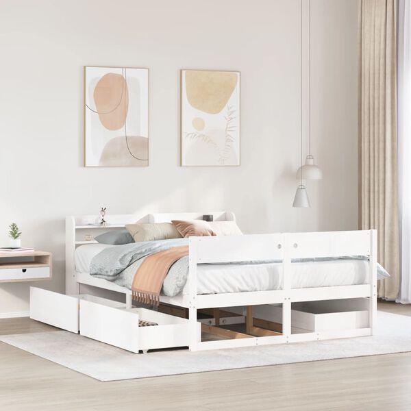 vidaXL Cadre de lit sans matelas blanc 140x200 cm bois de pin massif