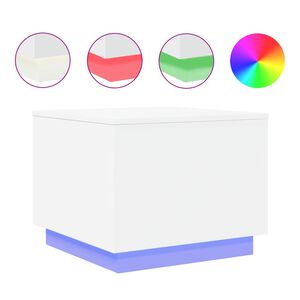 vidaXL Table basse avec lumi&egrave;res LED blanc 50x50x40 cm