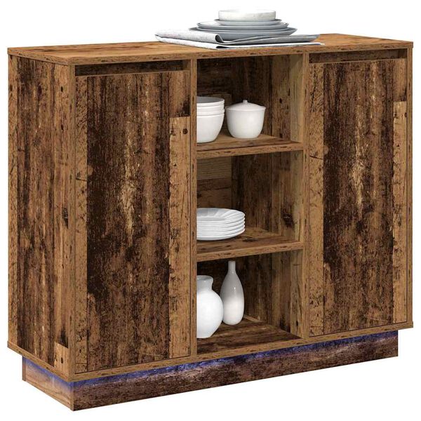 vidaXL Buffet LED Bois ancien 90 x 32 x 75 cm Bois d'ing&eacute;nierie