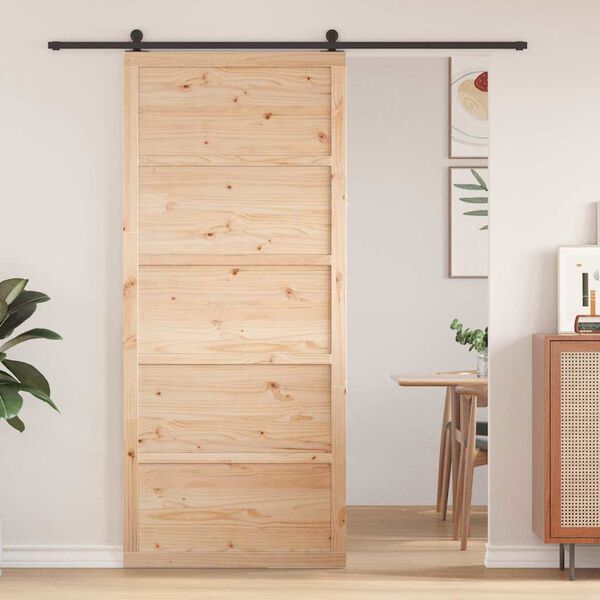 vidaXL Porte de grange Naturel 90 x 2,5 x 208 cm Bois de pin massif