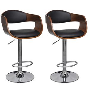 vidaXL Tabourets de bar lot de 2 bois courb&eacute; et similicuir