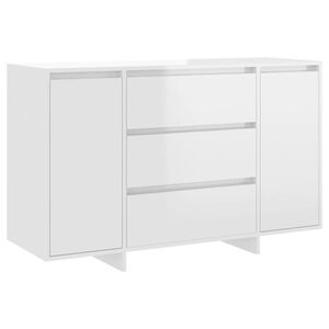 vidaXL Buffet et 3 tiroirs Blanc brillant 120x41x75 cm Bois ing&eacute;nierie