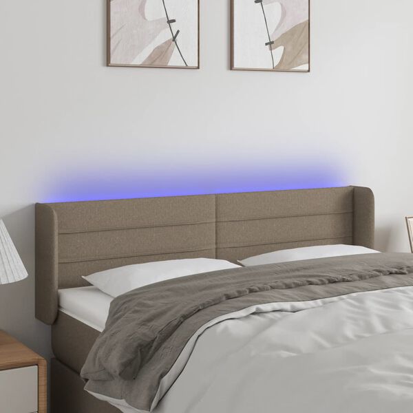 vidaXL T&ecirc;te de lit &agrave; LED Taupe 147x16x78/88 cm Tissu