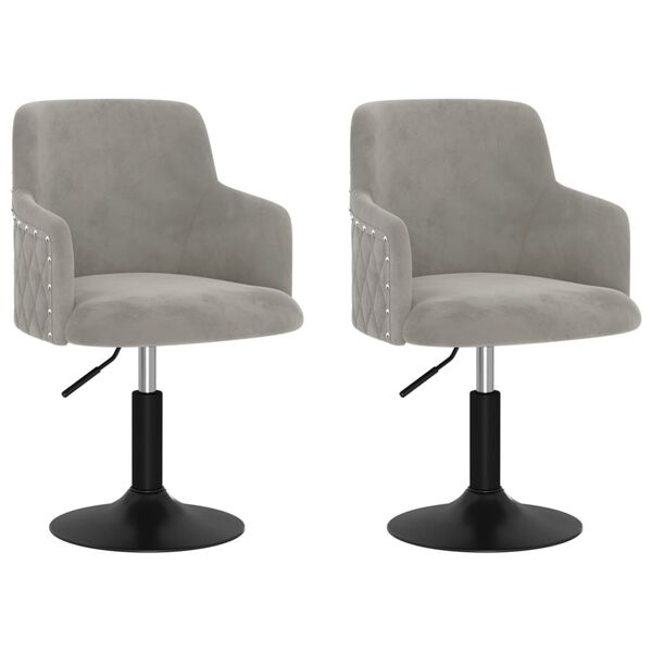 vidaXL Chaises pivotantes &agrave; manger lot de 2 Gris clair Velours