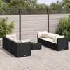 vidaXL Salon de jardin 7 pcs avec coussins Noir R&eacute;sine tress&eacute;e