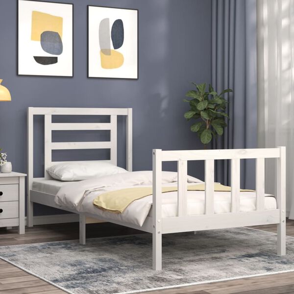 vidaXL Cadre de lit sans matelas blanc bois de pin massif