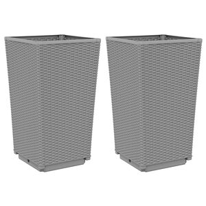 vidaXL Jardini&egrave;res 2 pcs gris clair 32,5x32,5x57 cm polypropyl&egrave;ne