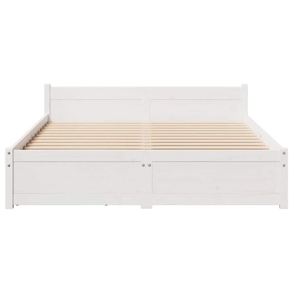 vidaXL Cadre de lit sans matelas blanc 140x190 cm bois de pin massif