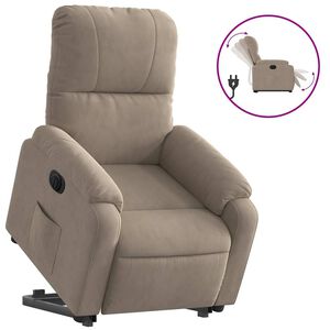 vidaXL Fauteuil inclinable &eacute;lectrique taupe tissu microfibre