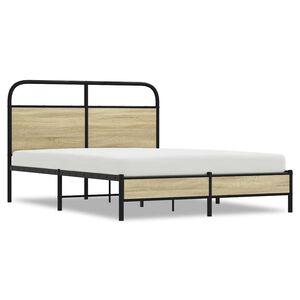 vidaXL Cadre de lit sans matelas 135x190 cm ch&ecirc;ne sonoma