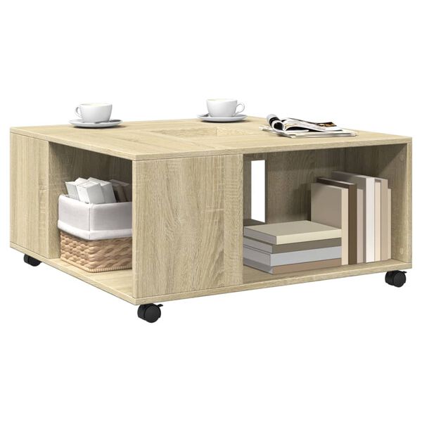 vidaXL Table basse ch&ecirc;ne sonoma 80x80x40 cm bois d'ing&eacute;nierie