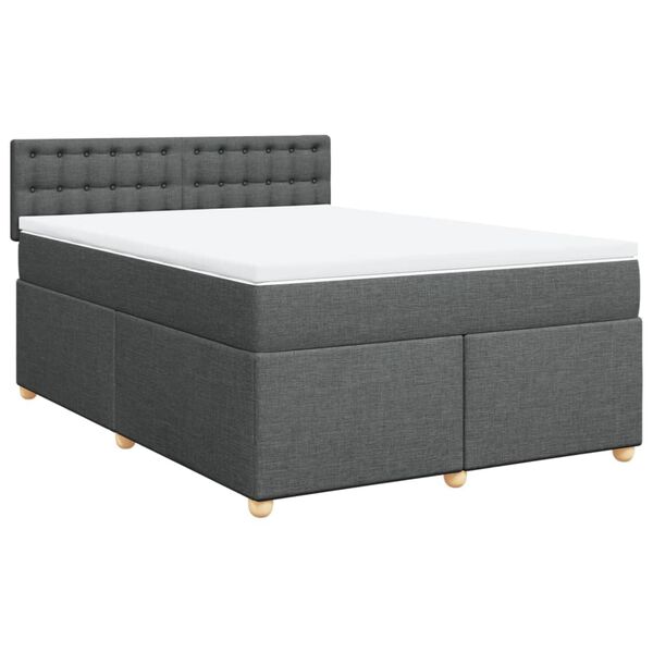 vidaXL Sommier à lattes de lit avec matelas Gris foncé 140x190cm Tissu