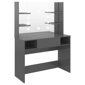 vidaXL Table de maquillage avec &eacute;clairage LED MDF Gris brillant