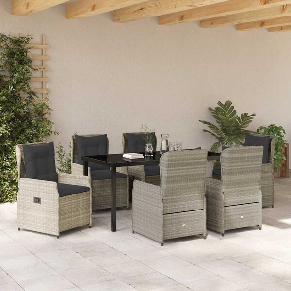 vidaXL Ensemble de salle &agrave; manger pour jardin 7 pcs Gris clair