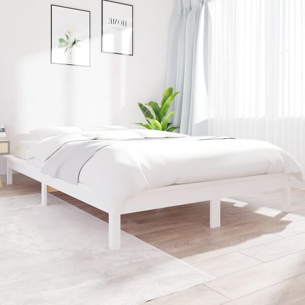 vidaXL Cadre de lit sans matelas blanc 160x200 cm bois massif