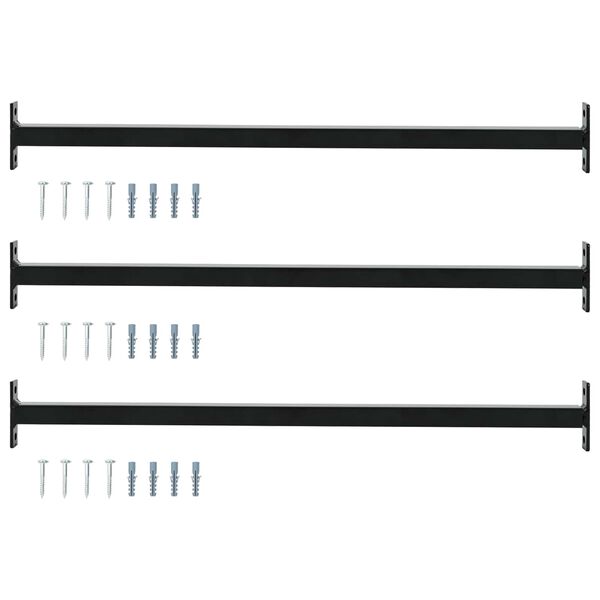 vidaXL Barre de s&eacute;curit&eacute; de fen&ecirc;tre r&eacute;glable 3 pcs Noir Acier