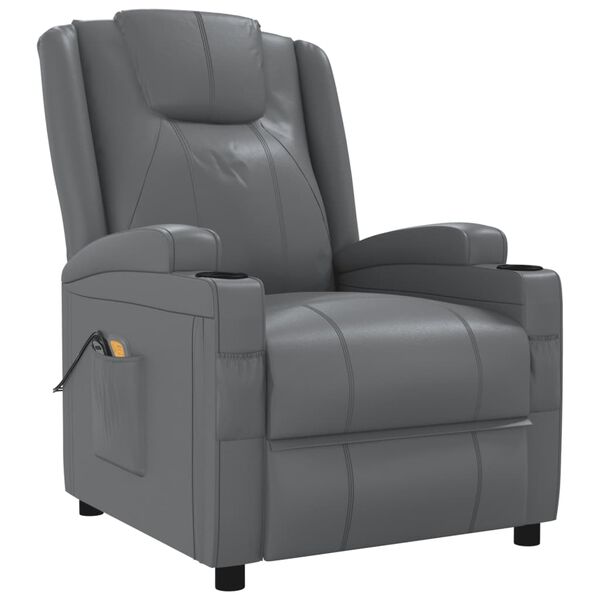 vidaXL Fauteuil de massage Anthracite Similicuir