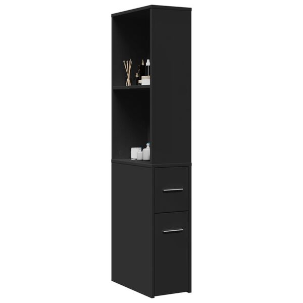 vidaXL Armoire de salle de bain &eacute;troite avec roulettes noir