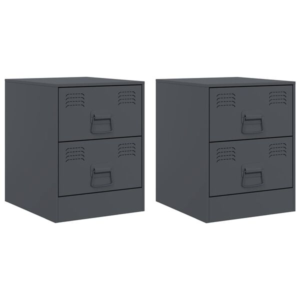 vidaXL Tables de chevet 2 pcs anthracite 34,5x39x44 cm acier