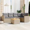 vidaXL Salon de jardin avec coussins 6pcs m&eacute;lange beige r&eacute;sine tress&eacute;e