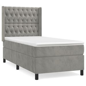 vidaXL Sommier &agrave; lattes de lit et matelas Gris clair 100x200cm Velours