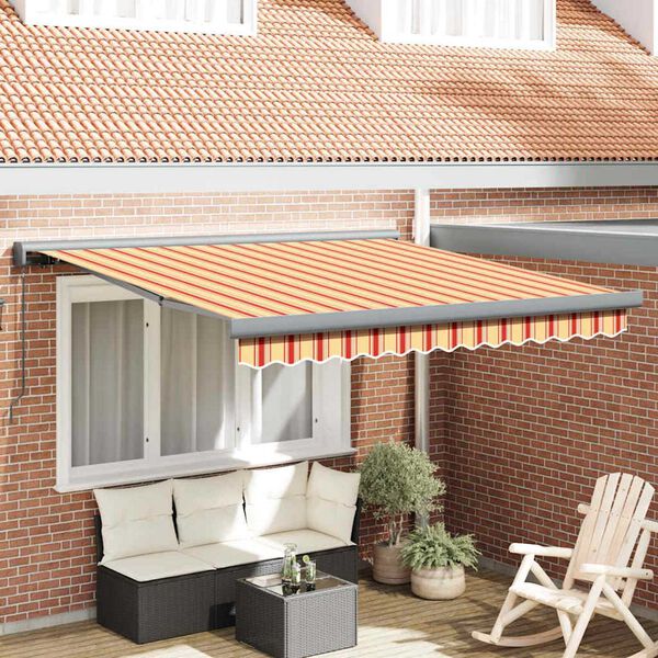 vidaXL Auvent Rétractable Jaune et Orange 350 x 250 cm Tissu et Métal