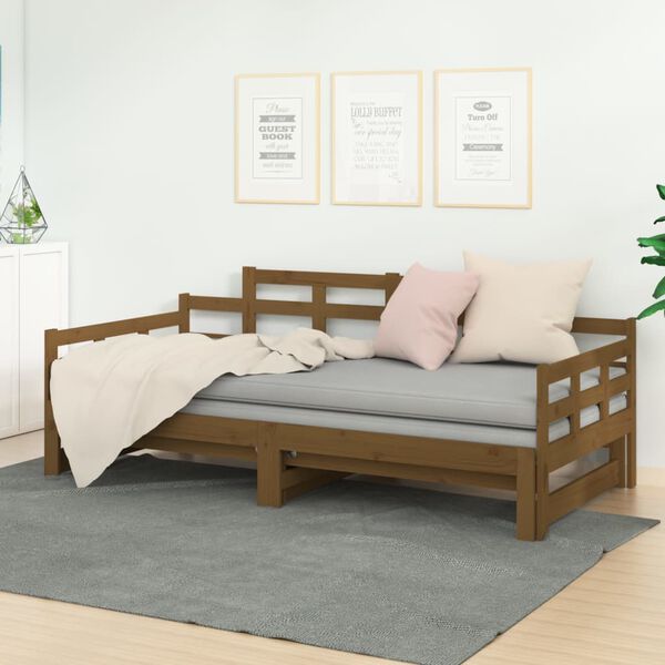 vidaXL Lit coulissant sans matelas marron miel 2x(90x200) cm