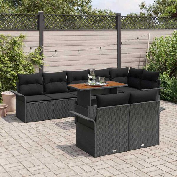 vidaXL Ensemble de canap&eacute; de jardin 9 pcs Noir Poly rotin