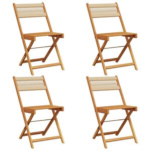 vidaXL Chaises pliantes 4 pi&egrave;ces Beige Bois massif Acacia