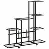 vidaXL Support pour plantes sur roues 94,5x25x92,5 cm Noir M&eacute;tal