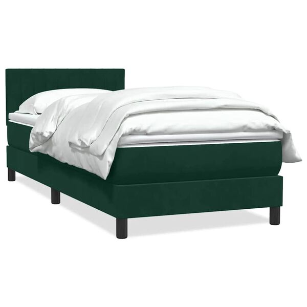 vidaXL Sommier &agrave; lattes de lit et matelas vert fonc&eacute; 100x220cm velours