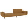 vidaXL Canap&eacute;-lit &agrave; 2 places avec deux oreillers Marron Velours
