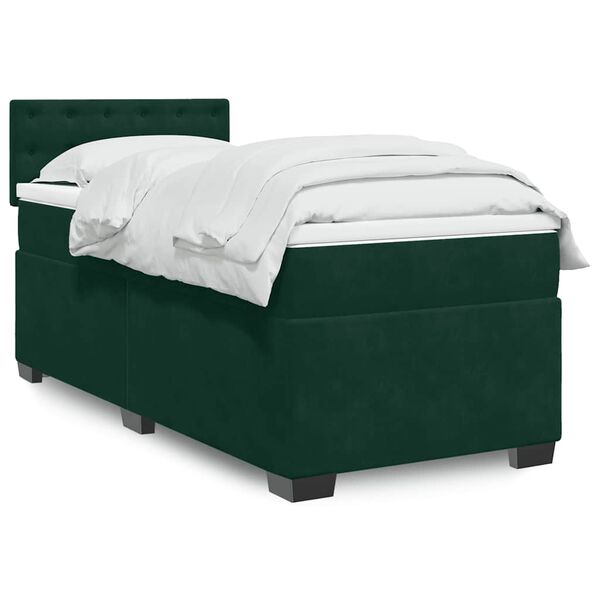 vidaXL Sommier &agrave; lattes de lit avec matelas Vert fonc&eacute; 90x200 cm
