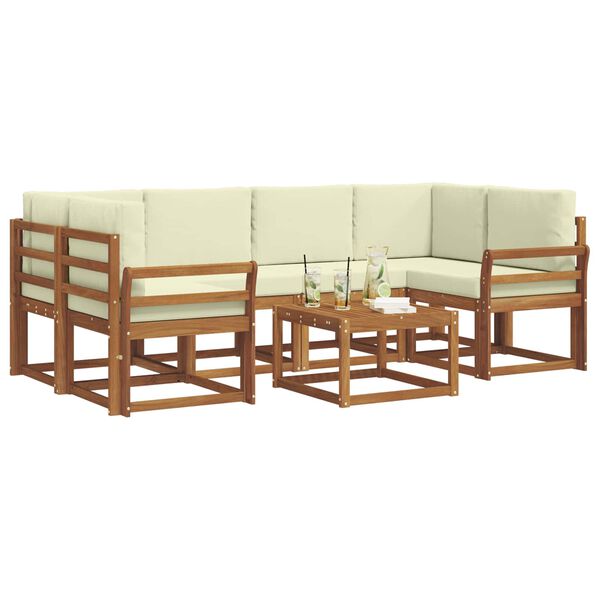 vidaXL Ensemble de canap&eacute;s d'ext&eacute;rieur 7 pcs Naturel et Cr&egrave;me