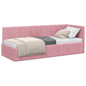 vidaXL Cadre de lit d'angle Rose 80 cm x 200 cm Velours