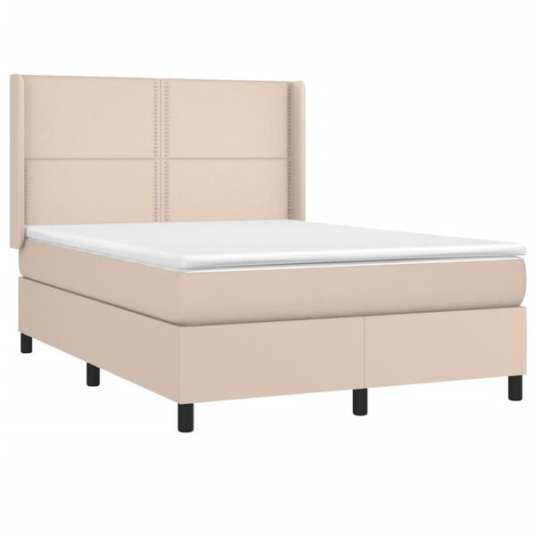 vidaXL Sommier &agrave; lattes de lit avec matelas Cappuccino 140x200 cm