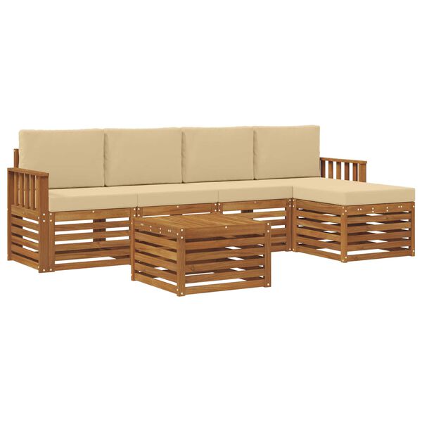 vidaXL Ensemble de canap&eacute;s d'ext&eacute;rieur 6 pcs Naturel et Beige