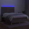 vidaXL Sommier &agrave; lattes de lit et matelas et LED Taupe 140x200cm Tissu