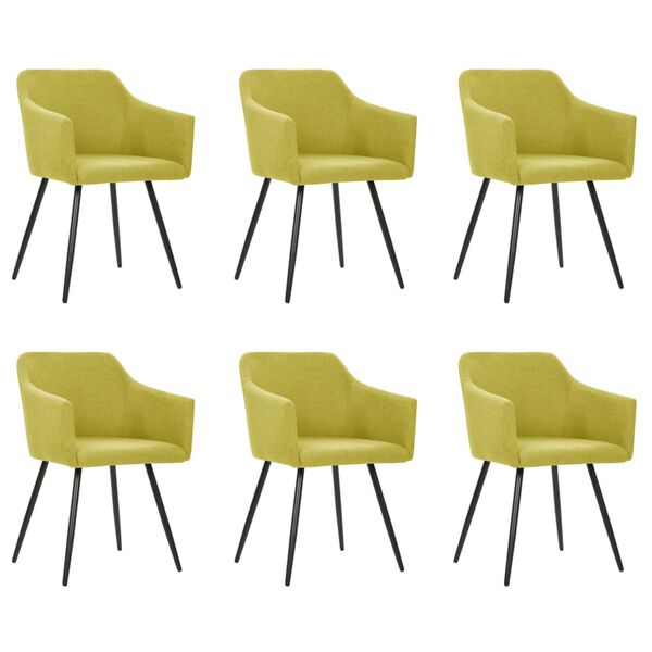 vidaXL Chaises &agrave; manger lot de 6 vert tissu