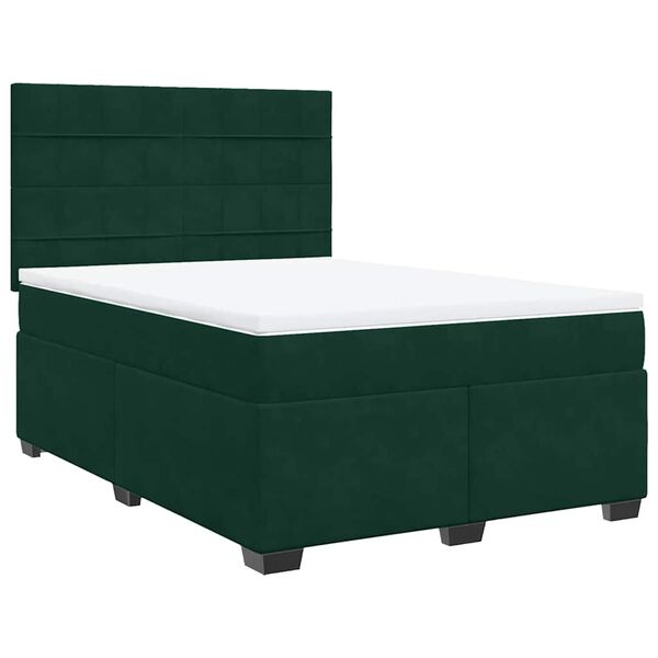 vidaXL Sommier &agrave; lattes de lit et matelas Vert fonc&eacute; 140x190cm Velours